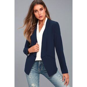 Lulus Miss Punctuality Navy Blue Lightweight Blazer - Size S
Never worn
